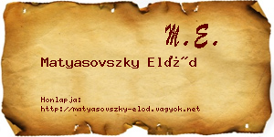 Matyasovszky Előd névjegykártya